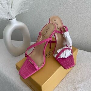 SIMMI London Fuchsia Croc-Embossed Heels